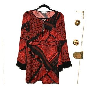 Patrizia Pepe Red & Black Bell Sleeve Dress